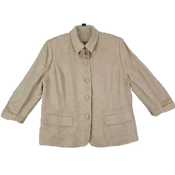 AMANDA SMITH Suit ~Woman Plus Size 16W~ Beige Texture Fabric Jacket Blazer NWOT. - Picture 5 of 9